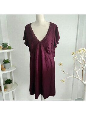 OLD NAVY Deep Purple V Neck Camisole Lace Trim Dress Size XL Tall